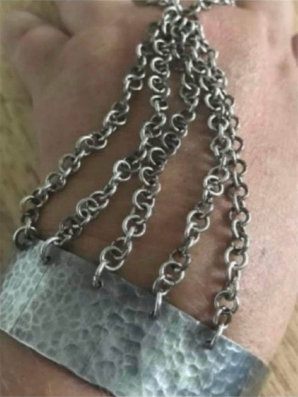 SOLID STERLING SILVER HANDMADE HAND CHAIN PANJA BRACELET